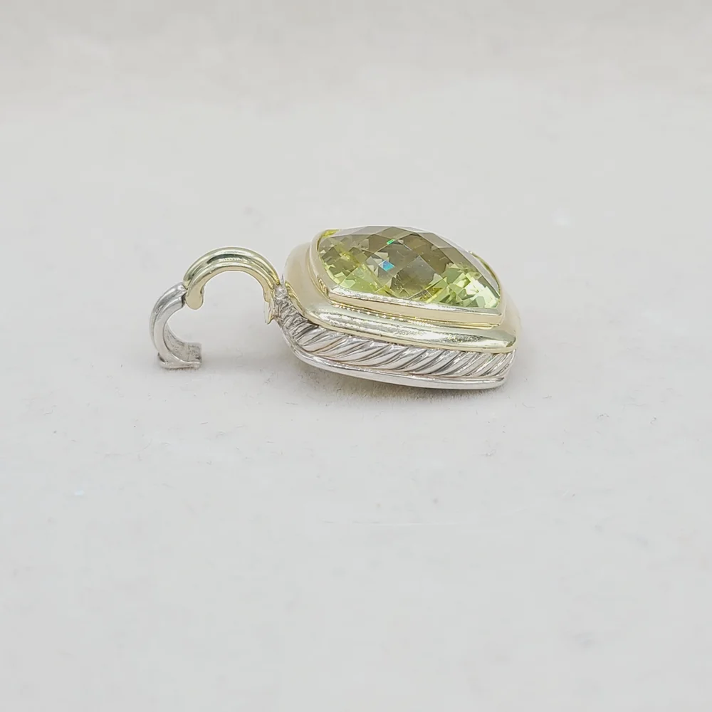 David Yurman Albion 20mm Lemon Citrine Pendant Enhancer With 18k Gold - Picture 5 of 7
